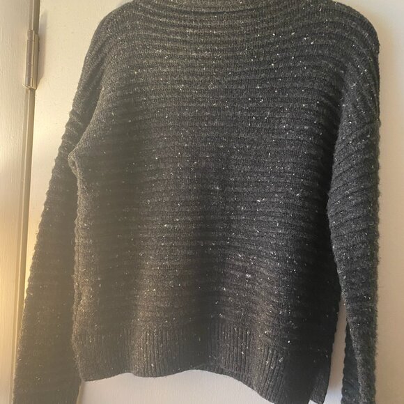 Madewell Donegal Mockneck Small Sweater w/ Coziest Yarn, Charcoal Flecked - Picture 3 of 4